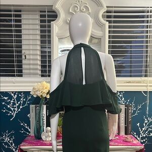 Fame and Partners Dark Green Strapless jumpsuit.